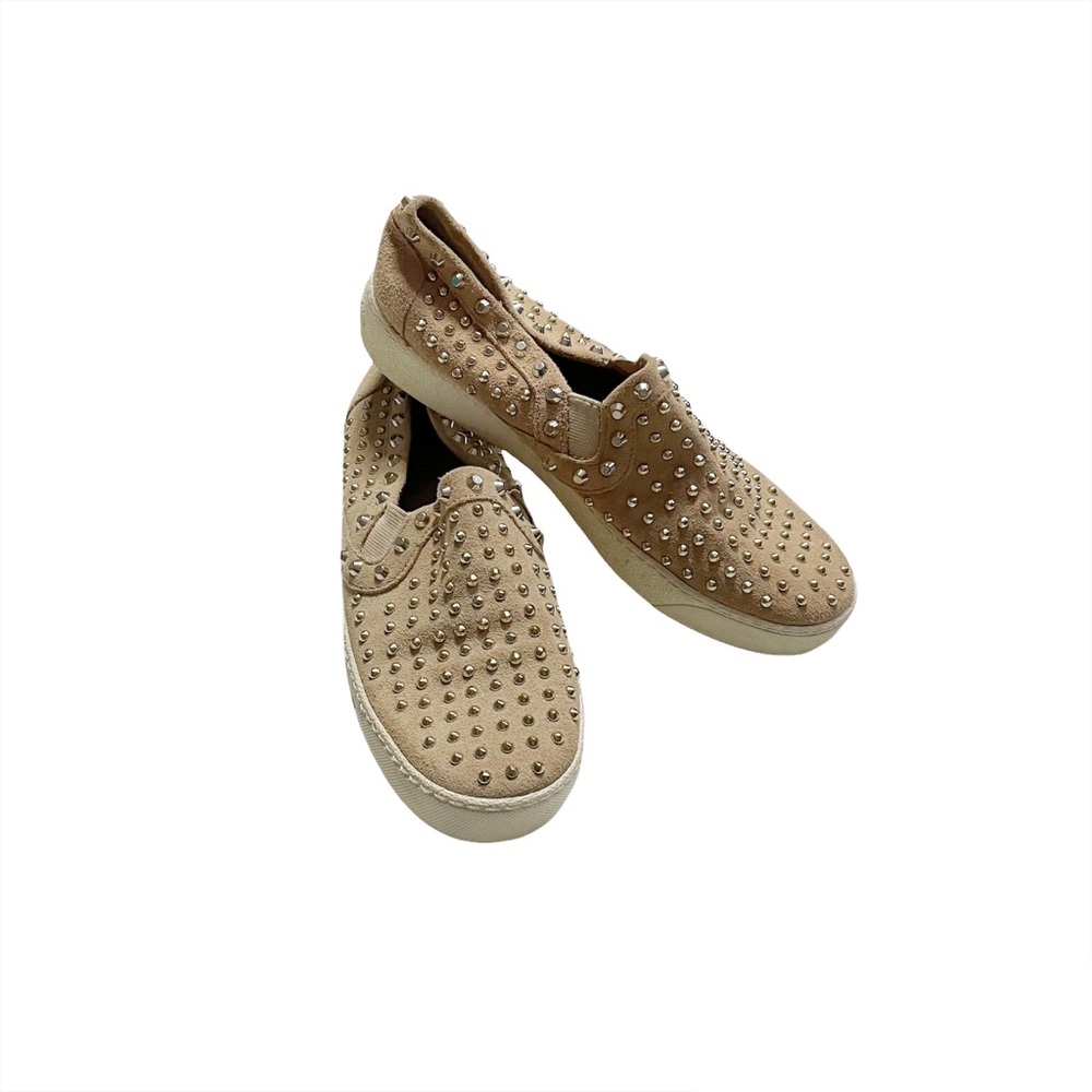 Sam Edelman Braxton Contemporary Leather Gem Stud Slip On Sneaker Shoes Size 8
